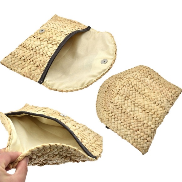 Natural Woven Straw Trendy Clutch - Picture 5 of 7